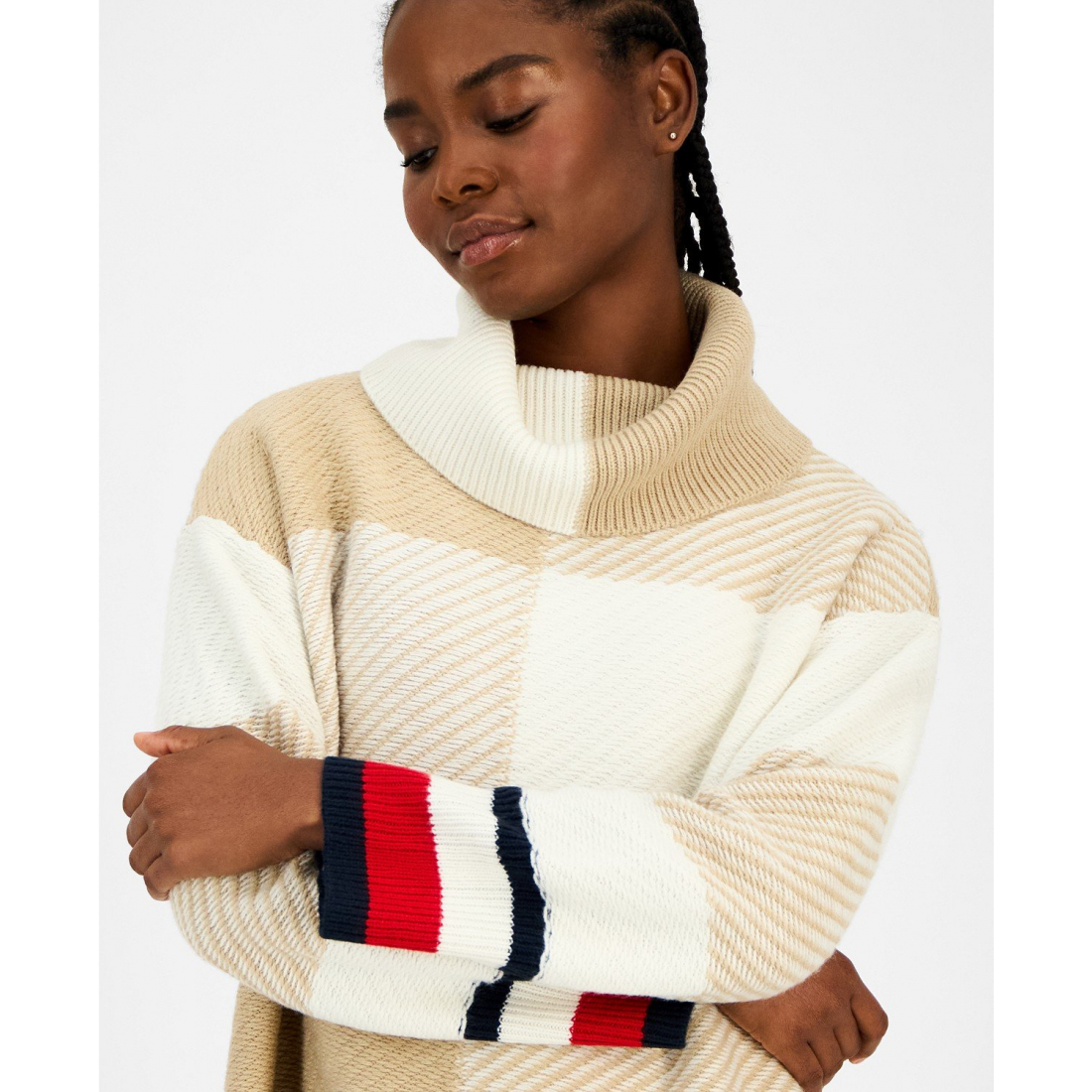 Women's 'Plaid Cowlneck' Sweater
