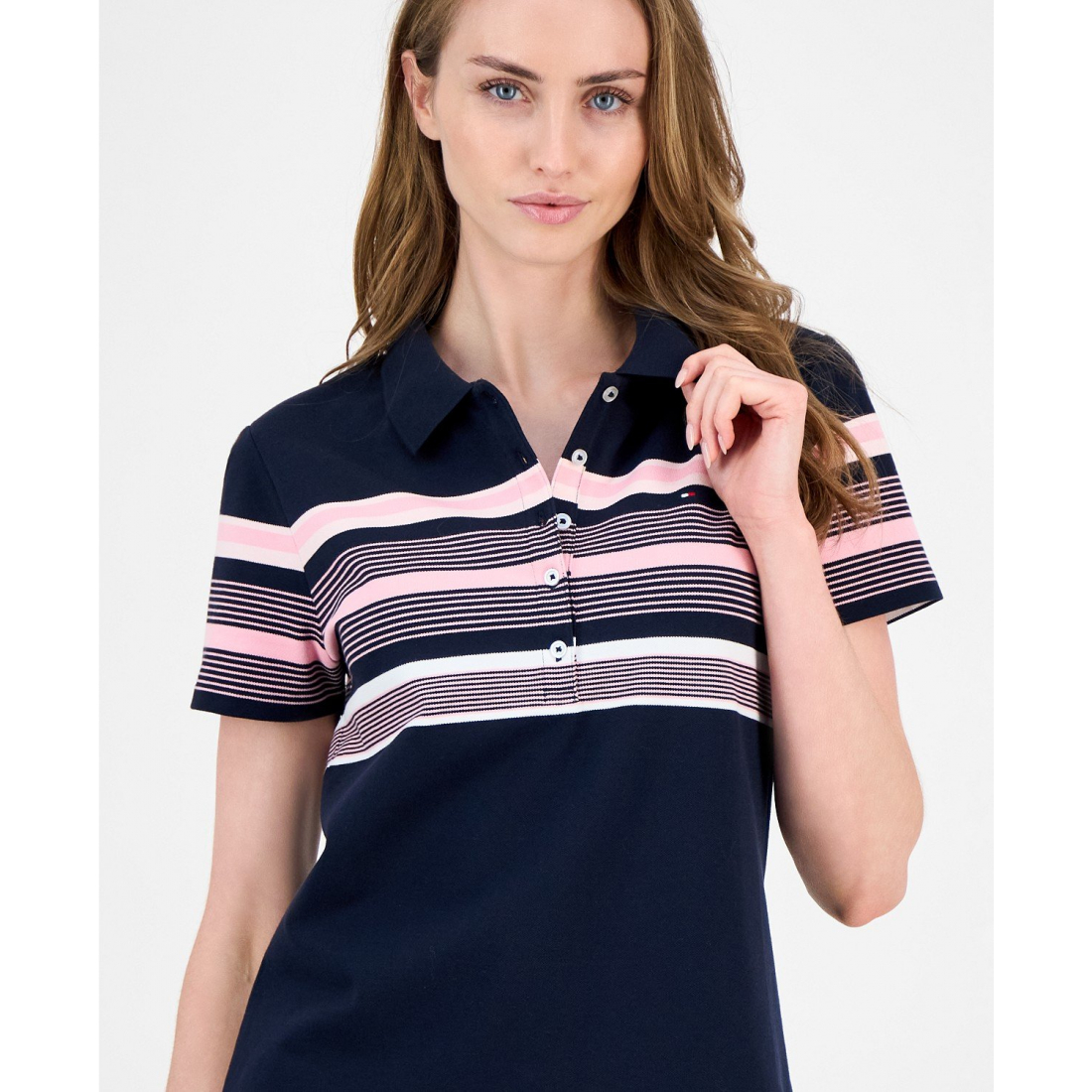 Polo 'Striped Piqué' pour Femmes