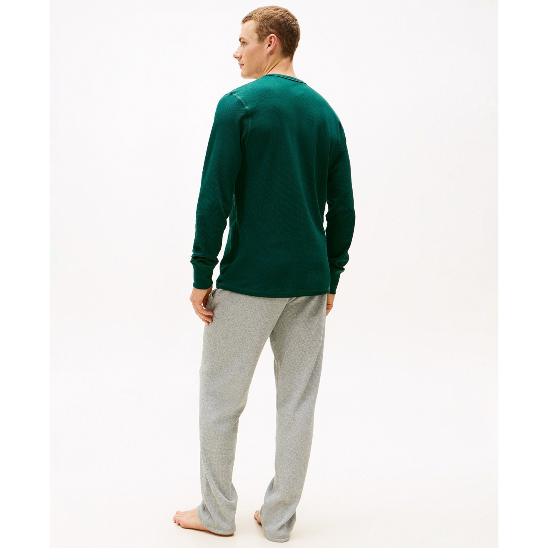 Top à manches longues 'Waffle-Knit Long-Sleeve Crewneck Thermal' pour Hommes