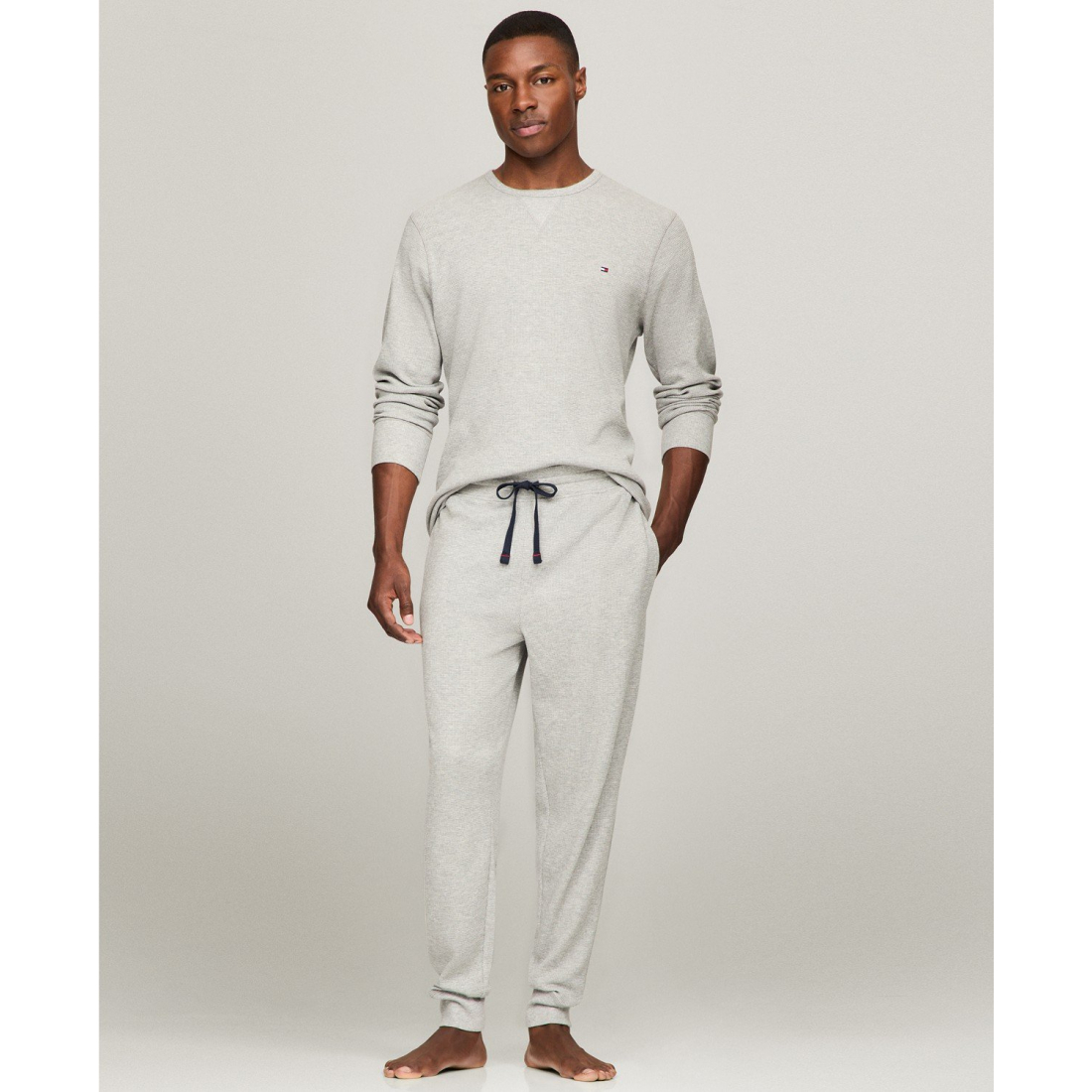 Top à manches longues 'Waffle-Knit Long-Sleeve Crewneck Thermal' pour Hommes