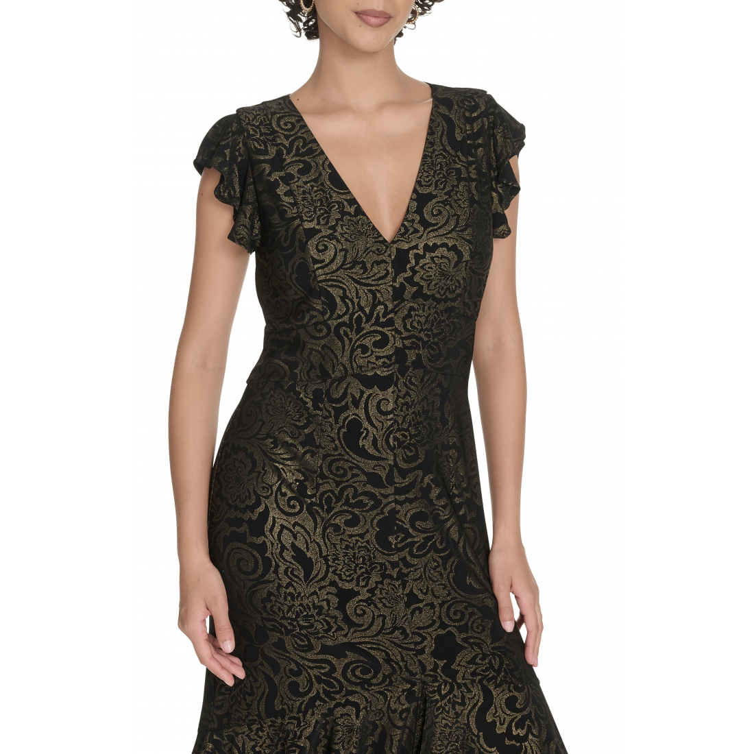 Robe Midi 'Floral Flutter Sleeve Empire Waist' pour Femmes