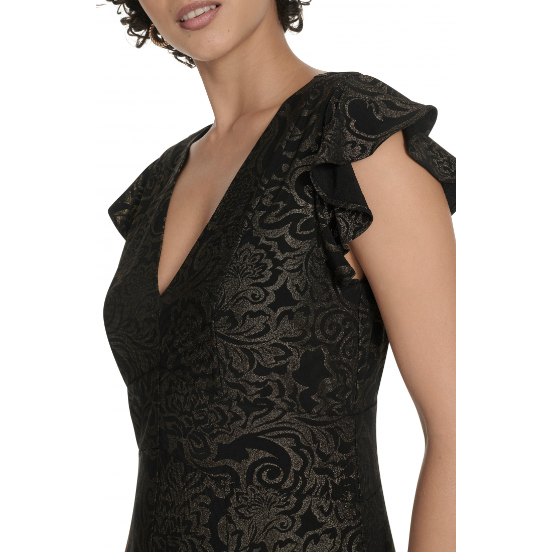 Robe Midi 'Floral Flutter Sleeve Empire Waist' pour Femmes