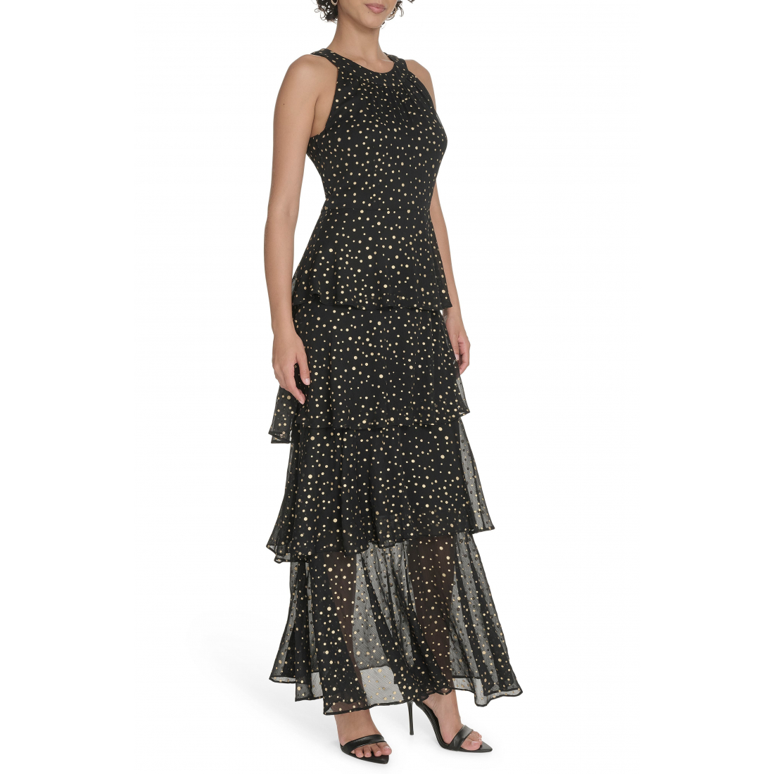 Robe maxi 'Metallic Dot Sleeveless Tiered Chiffon' pour Femmes