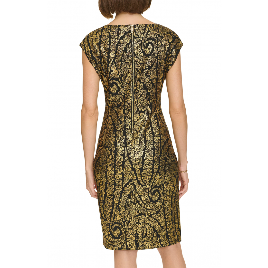 Robe mini 'Floral Foiled Cap Sleeve Sheath' pour Femmes