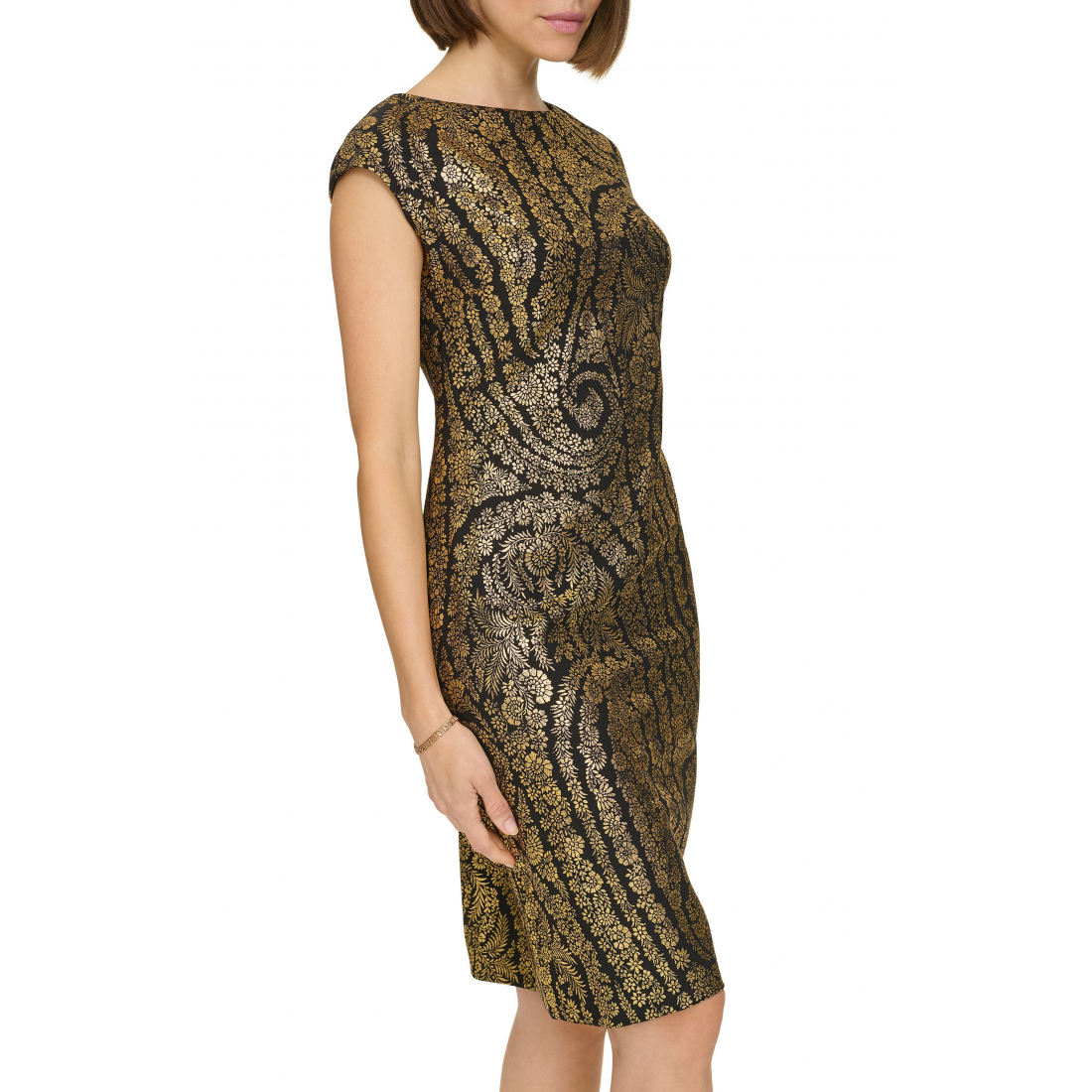 Robe mini 'Floral Foiled Cap Sleeve Sheath' pour Femmes