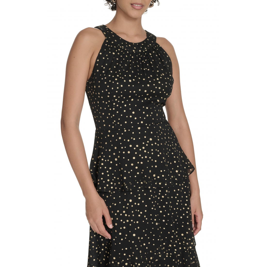 Robe maxi 'Metallic Dot Sleeveless Tiered Chiffon' pour Femmes