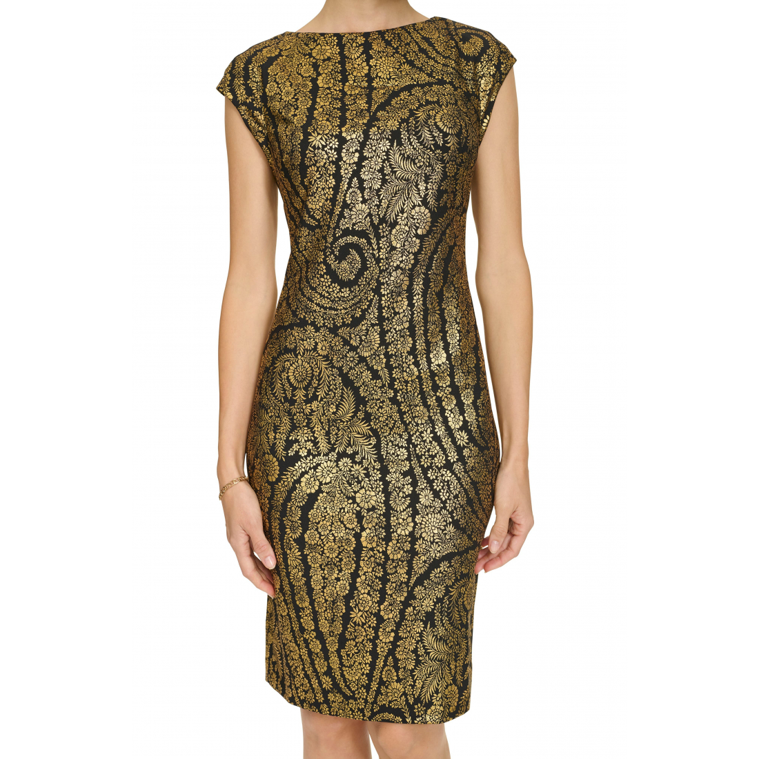 Robe mini 'Floral Foiled Cap Sleeve Sheath' pour Femmes