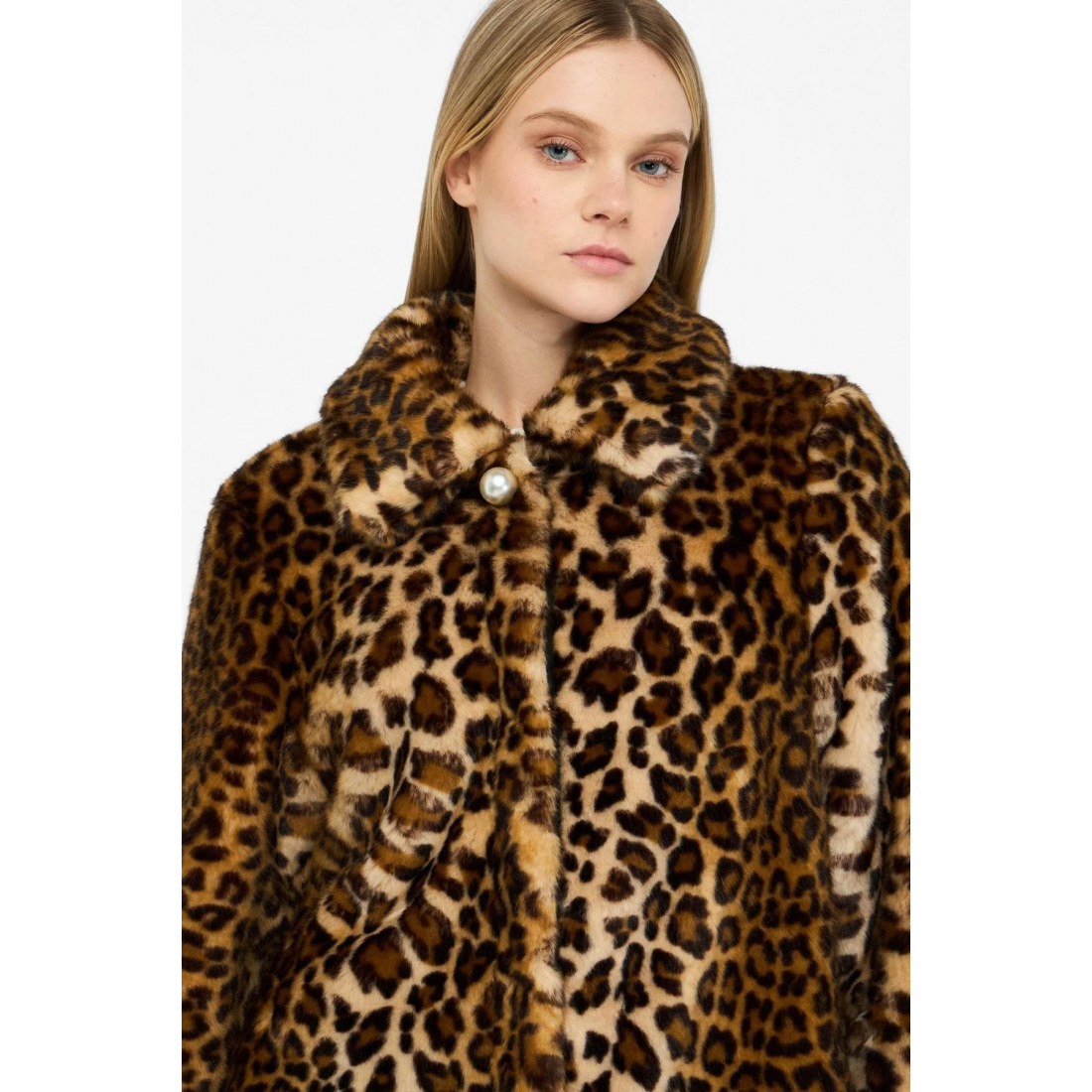 Manteau Teddy 'Leopard-Print Button-Fastening' pour Femmes