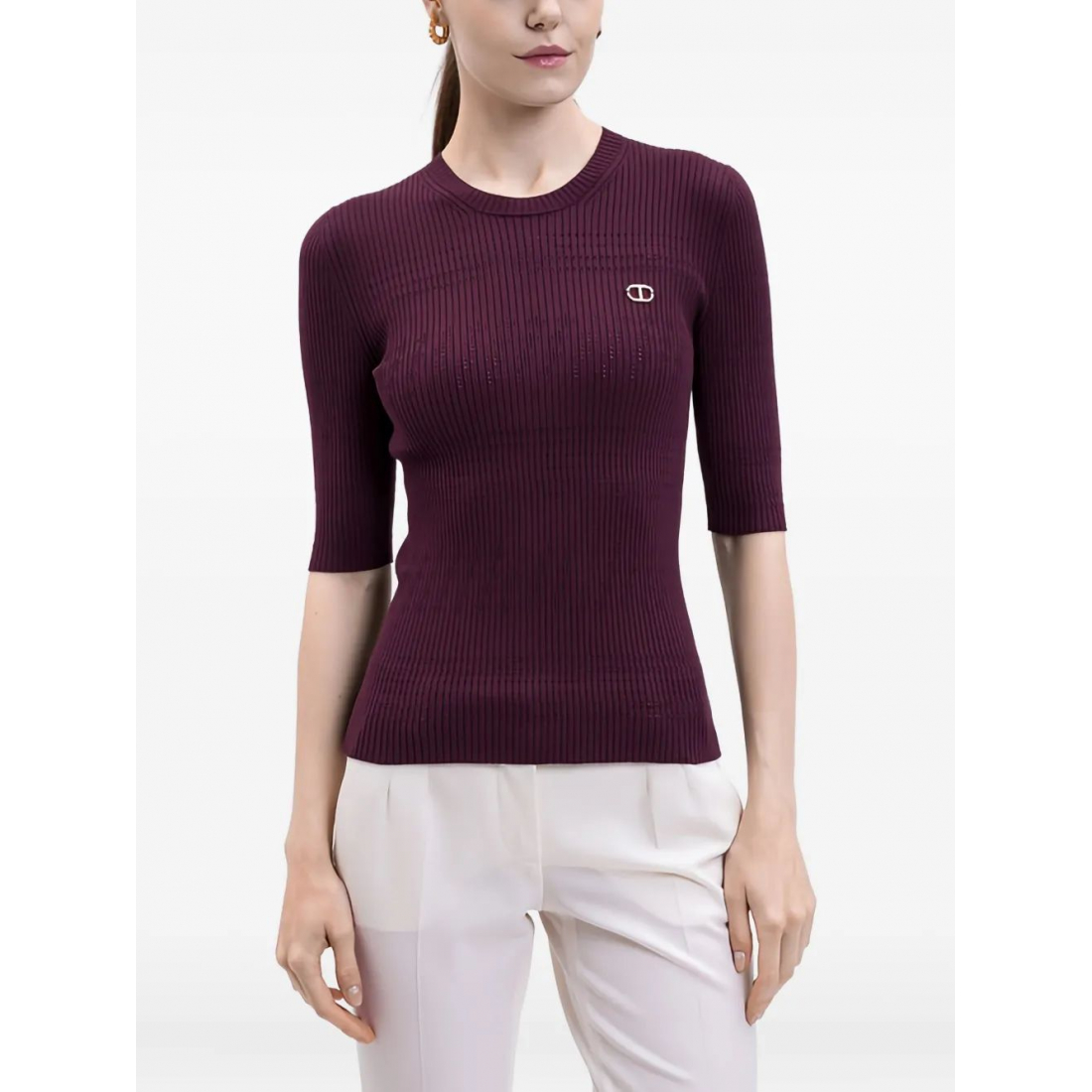 Pull 'Ribbed Logo-Plaque' pour Femmes