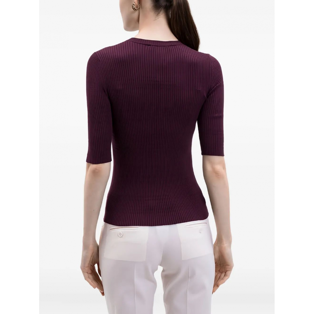 Pull 'Ribbed Logo-Plaque' pour Femmes