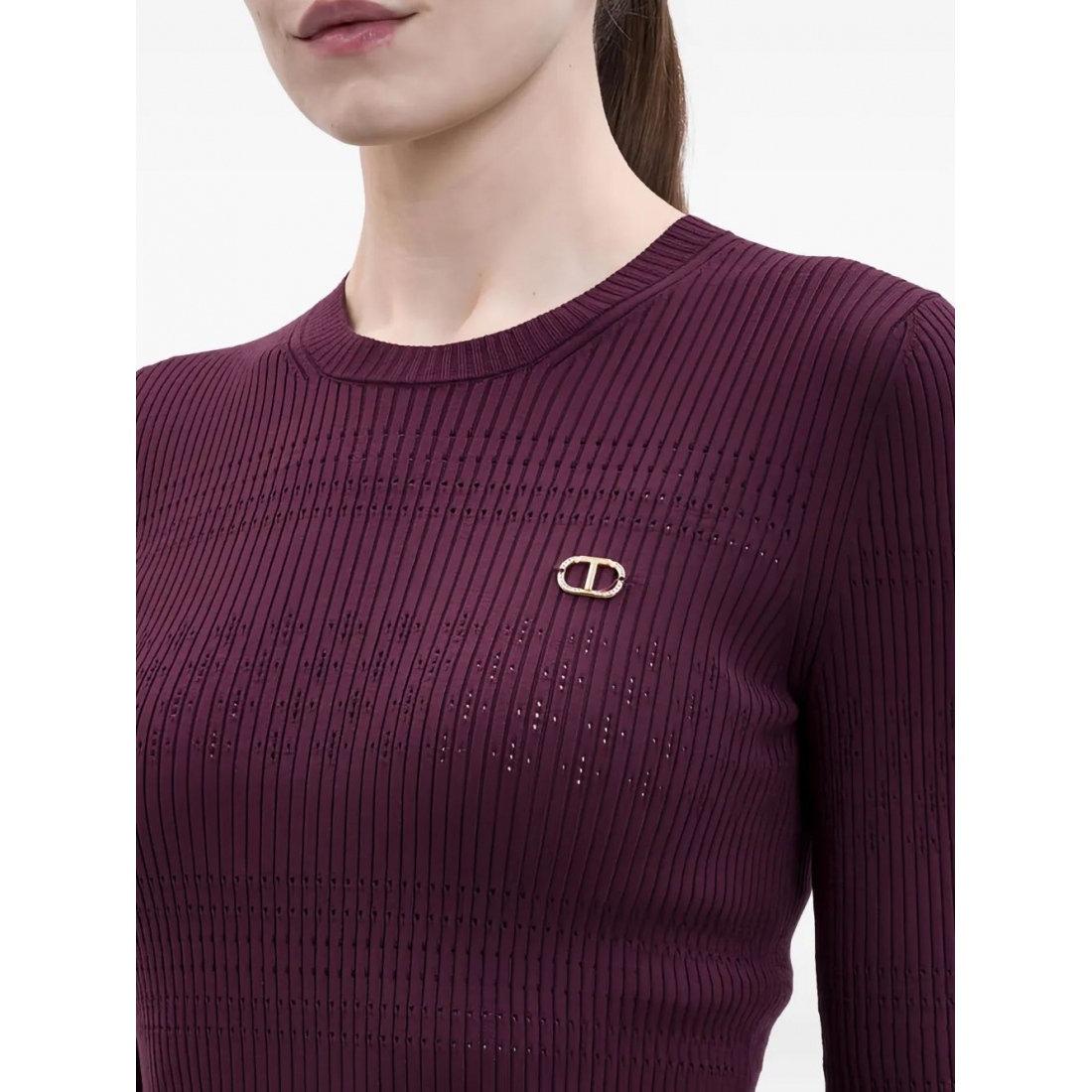 Pull 'Ribbed Logo-Plaque' pour Femmes