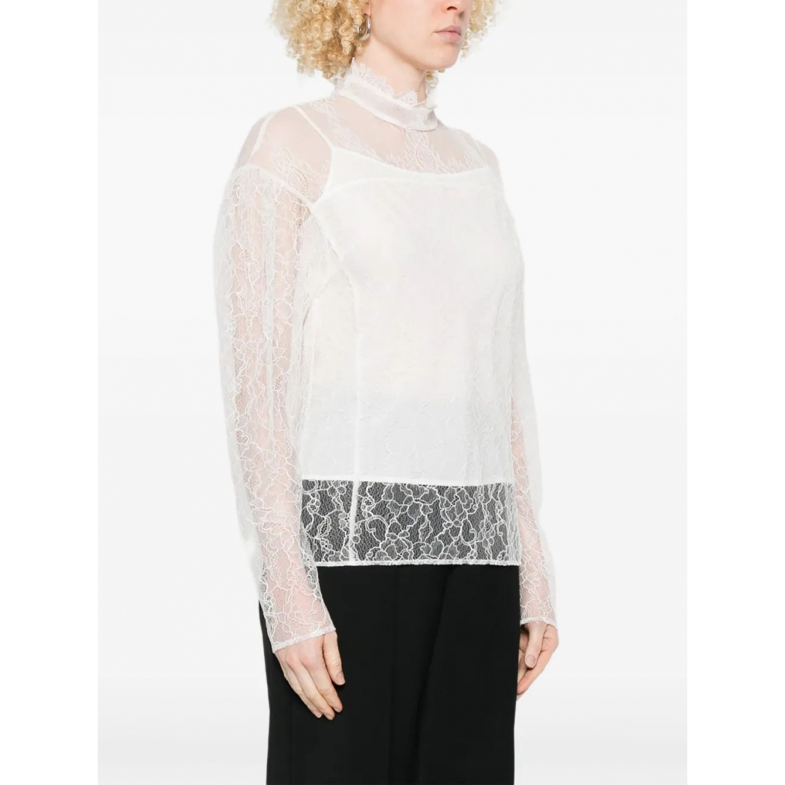 Top 'Lace Mock-Neck' pour Femmes