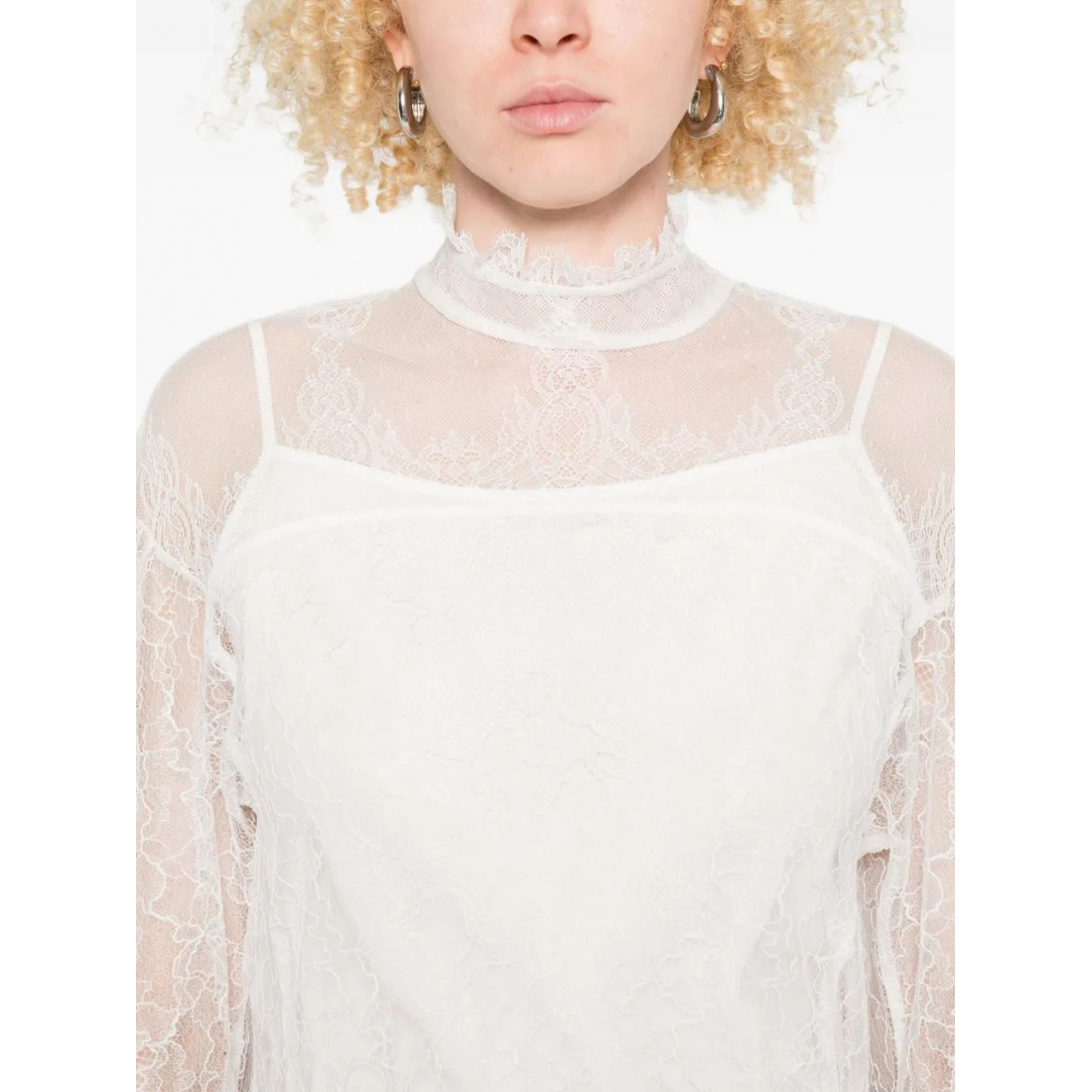 Top 'Lace Mock-Neck' pour Femmes