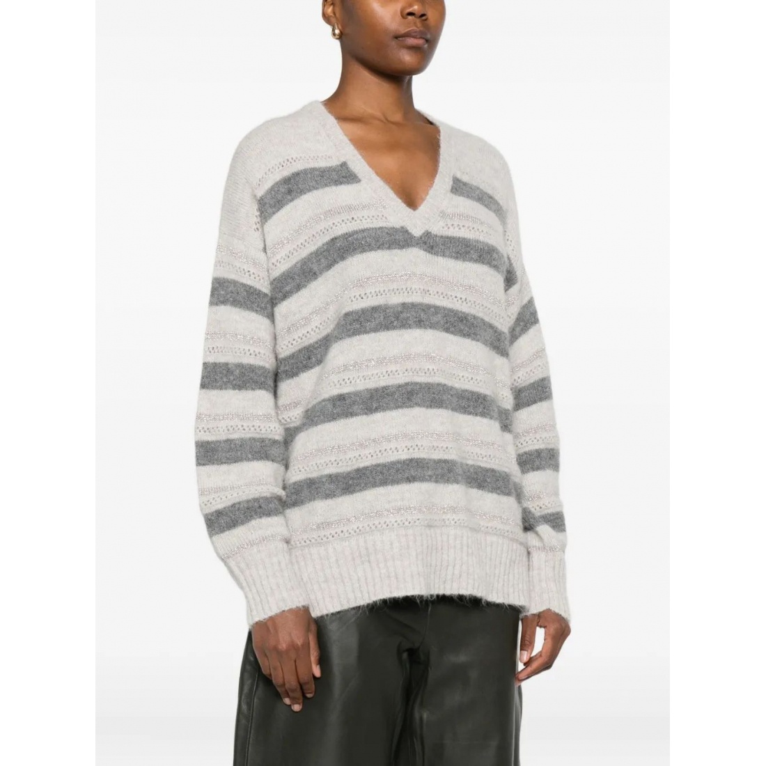 Women's 'Striped V-Neck' Sweater