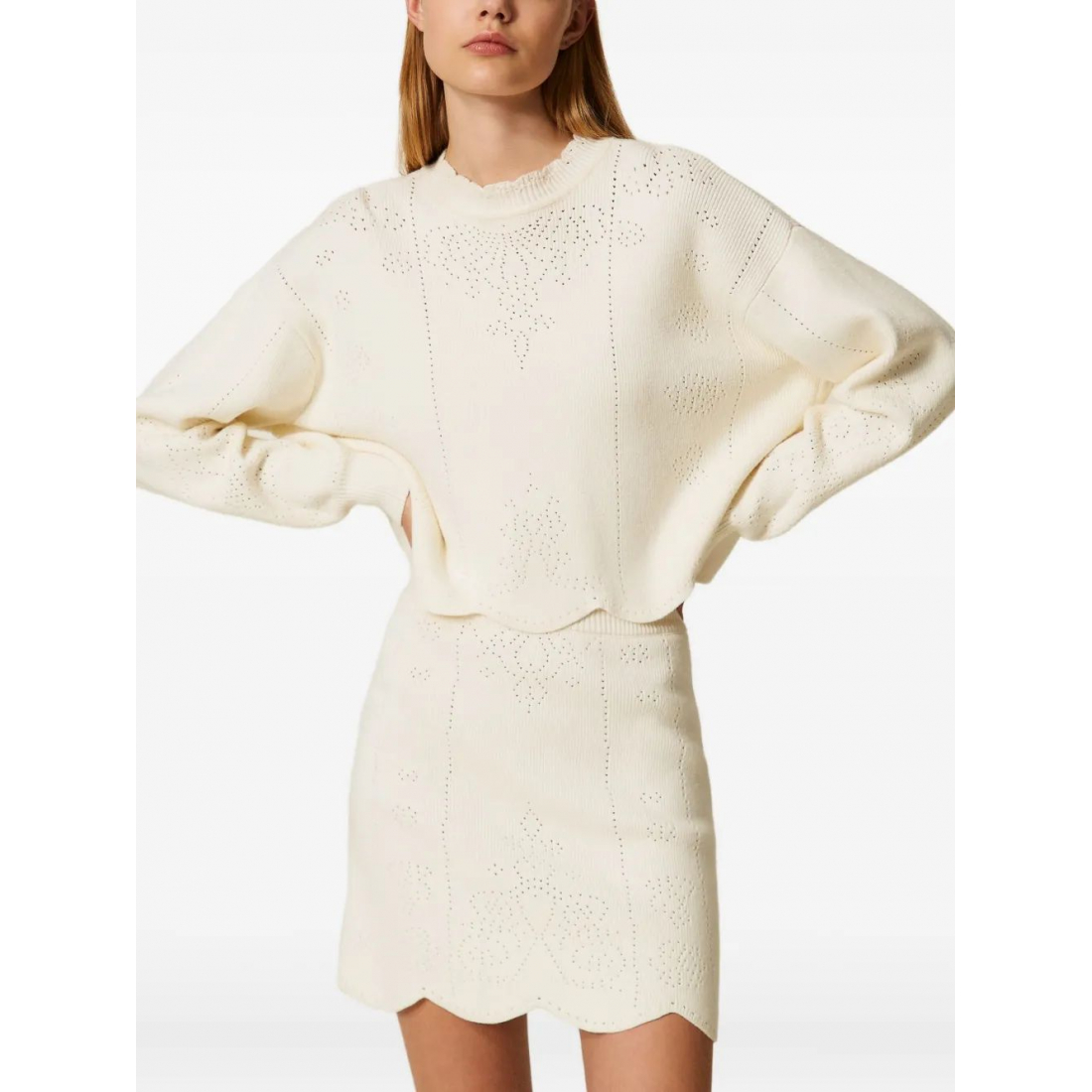 Women's 'Scallop-Hem Cropped' Sweater