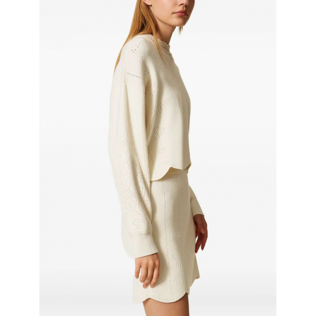 Women's 'Scallop-Hem Cropped' Sweater