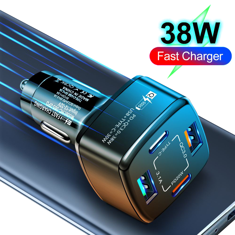 18-W-Multifunktions-Schnellladegerät mit mehreren USB-Anschlüssen, darunter QC3.0 und Typ C