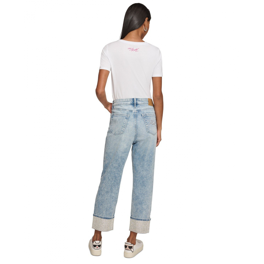 'High-Rise Crystal-Cuff Jeans' pour Femmes