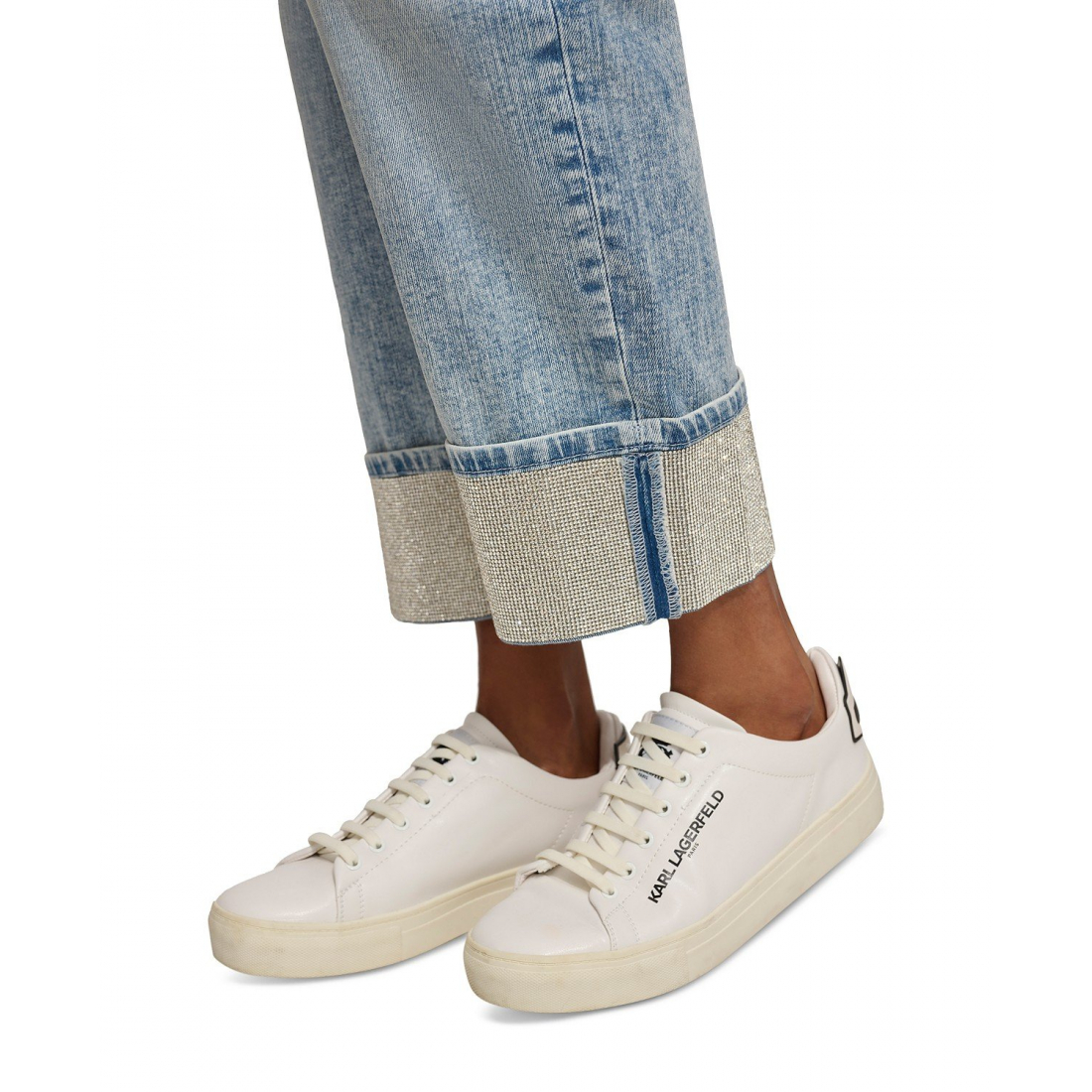 'High-Rise Crystal-Cuff Jeans' pour Femmes