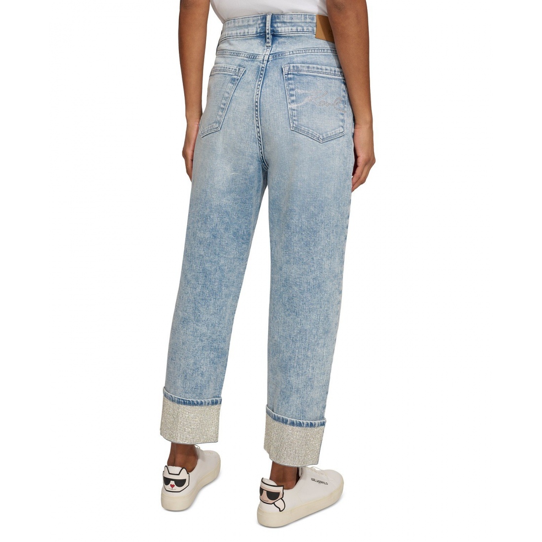 'High-Rise Crystal-Cuff Jeans' pour Femmes
