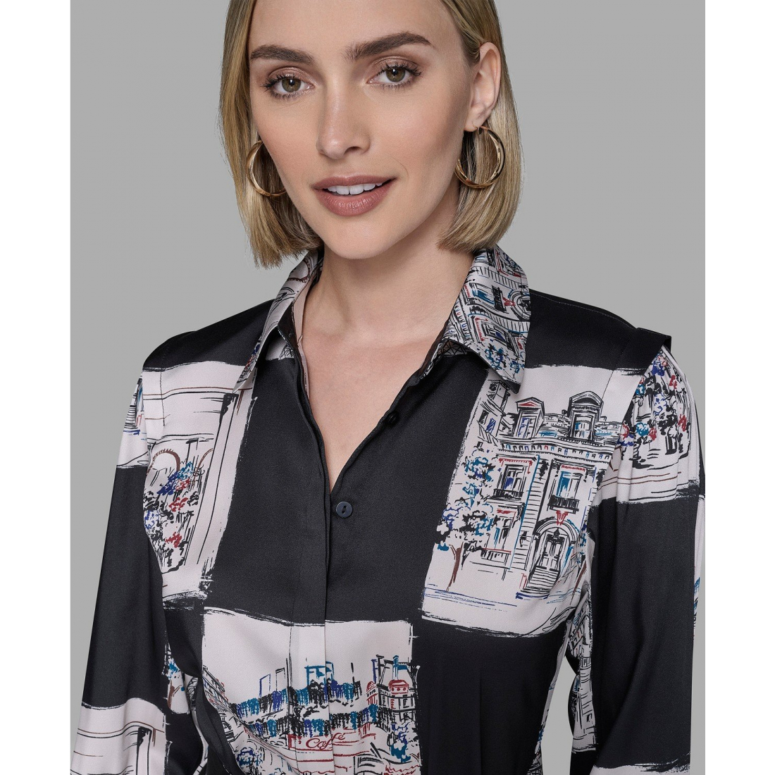 'Printed Belted Shirt Dress' pour Femmes