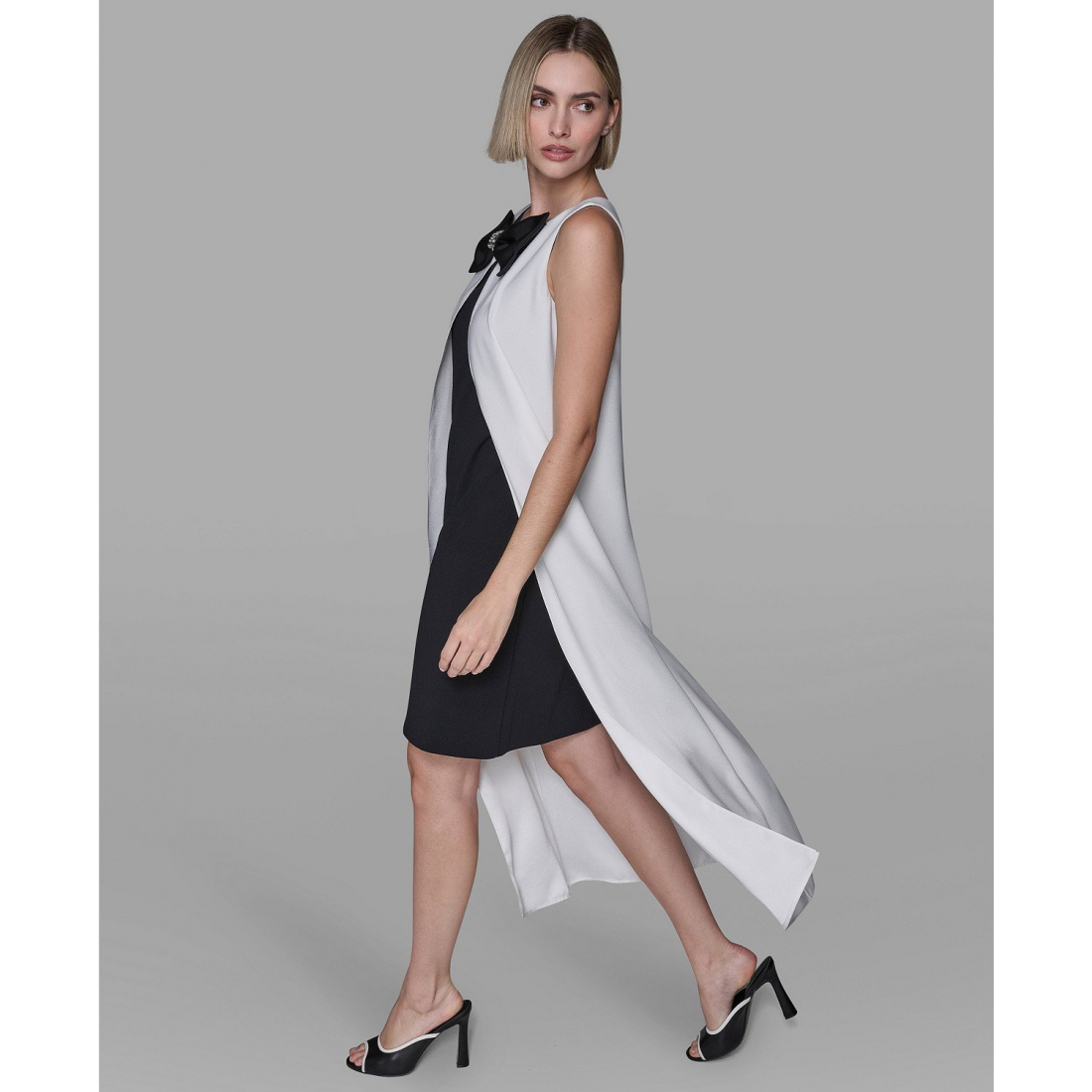 'Bow Detail Sleeveless Overlay Midi Dress' pour Femmes