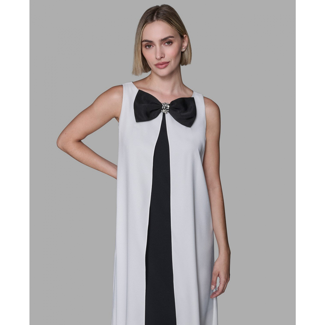 'Bow Detail Sleeveless Overlay Midi Dress' pour Femmes