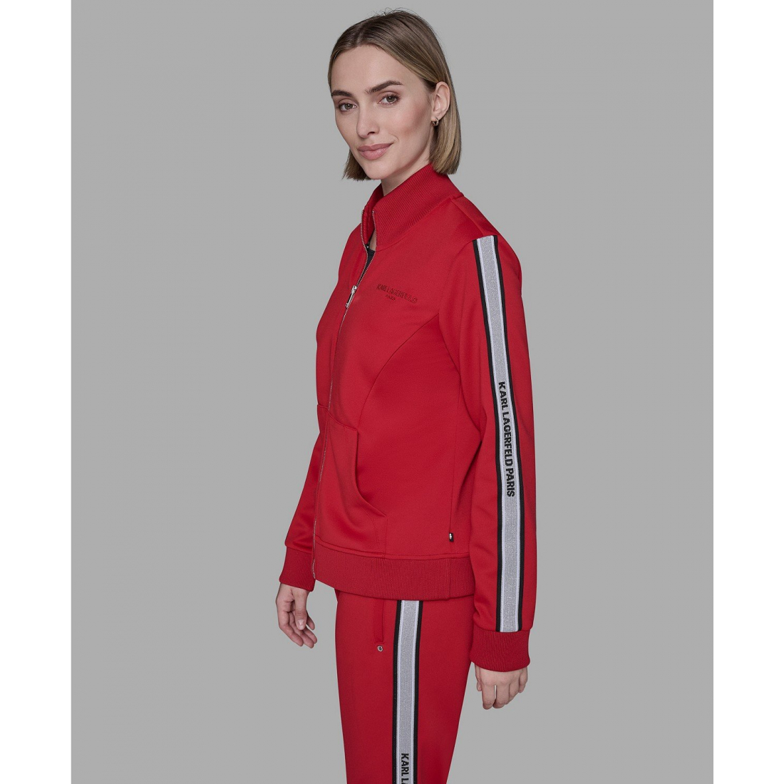 'Logo Tape Zip Up Jacket' pour Femmes