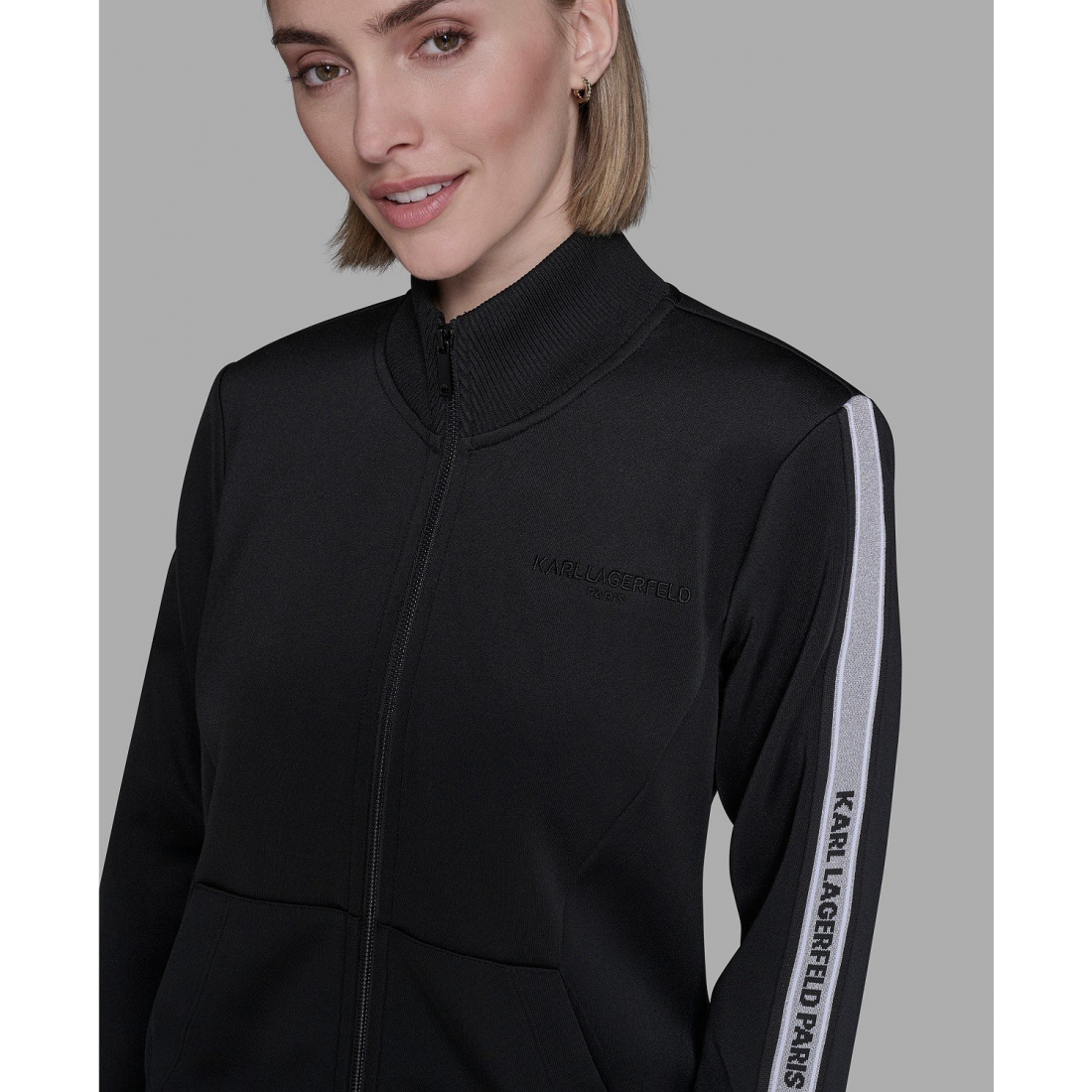 'Logo Tape Zip Up Jacket' pour Femmes