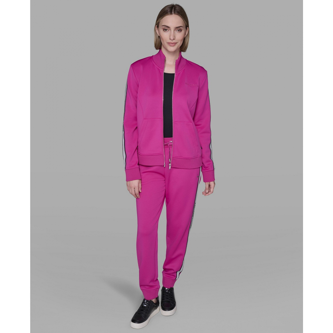 'Logo Tape Zip Up Jacket' pour Femmes