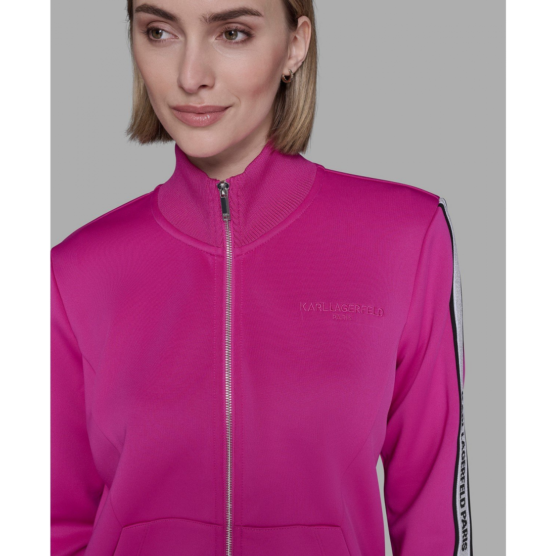 'Logo Tape Zip Up Jacket' pour Femmes