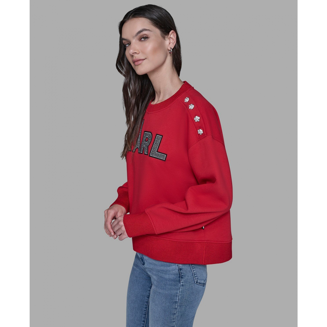 'Embellished Long Sleeve Sweatshirt' pour Femmes