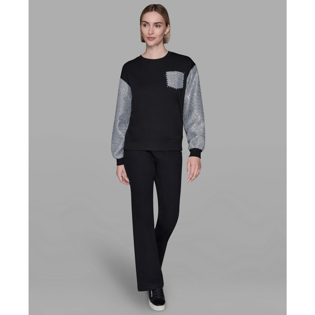 'Embellished Sleeve Sweatshirt' pour Femmes