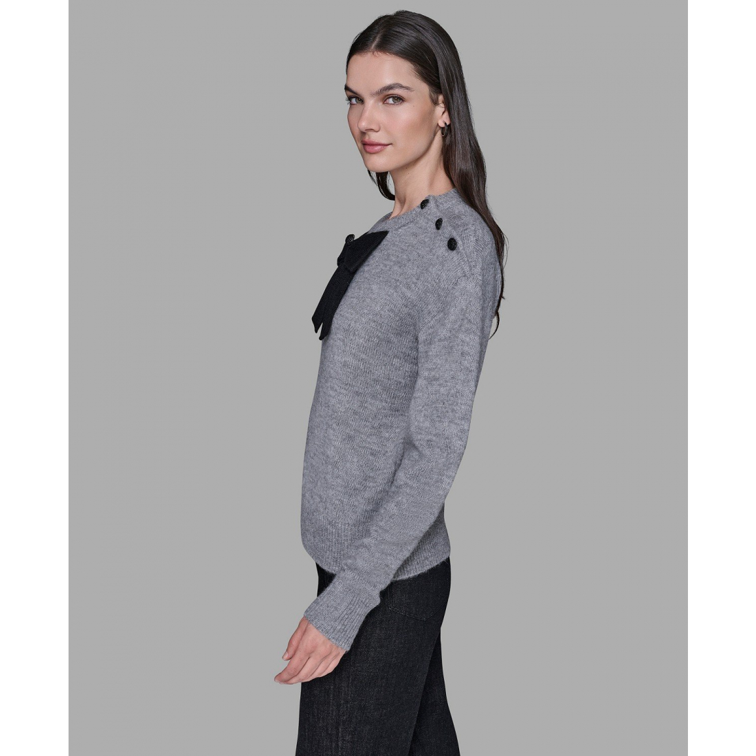 'Big Bow Applique Long Sleeve Sweater' pour Femmes