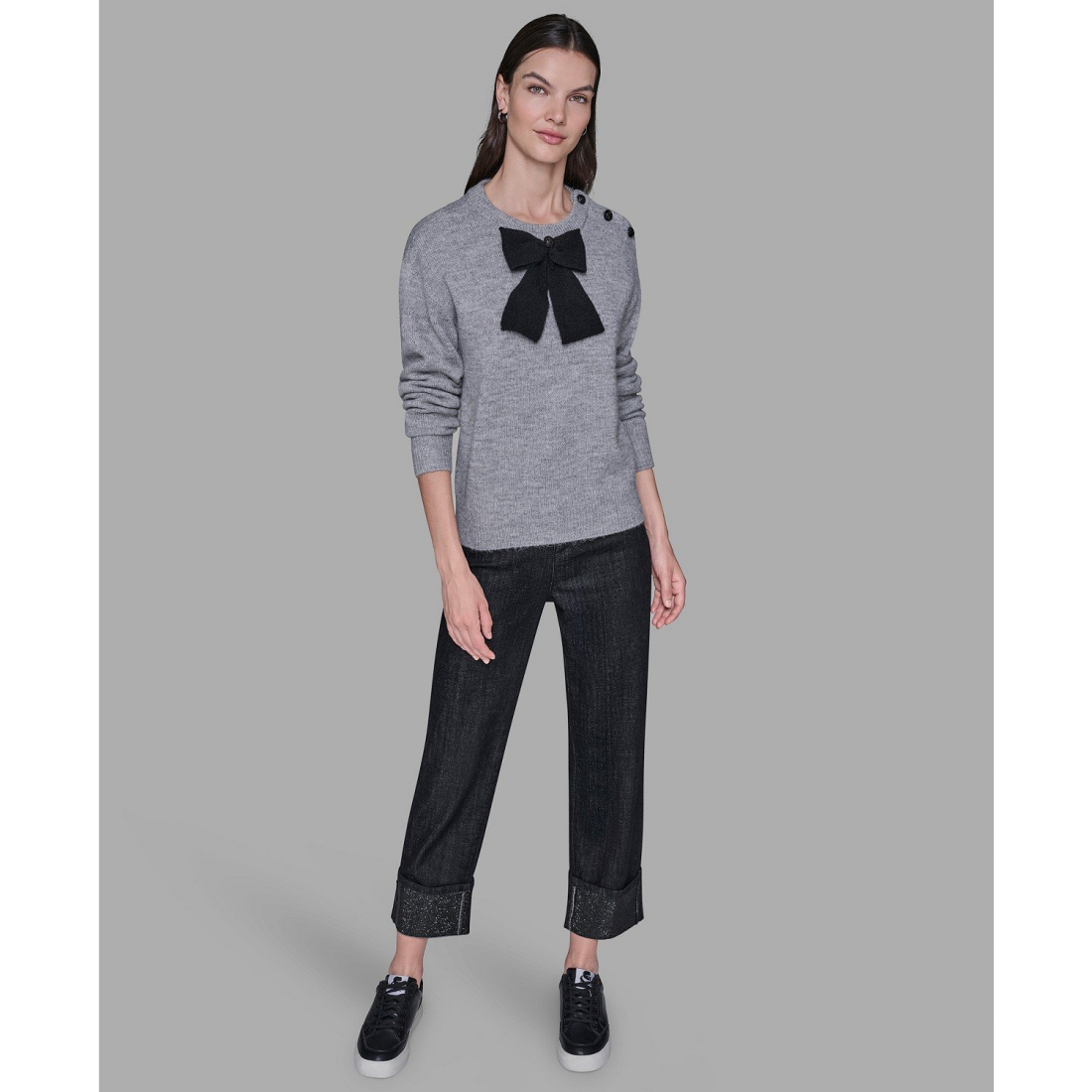 'Big Bow Applique Long Sleeve Sweater' pour Femmes