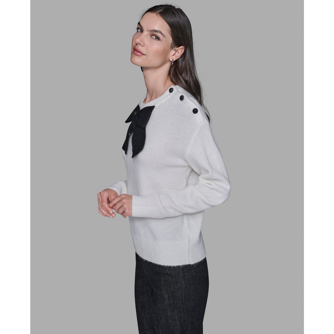 'Big Bow Applique Long Sleeve Sweater' pour Femmes