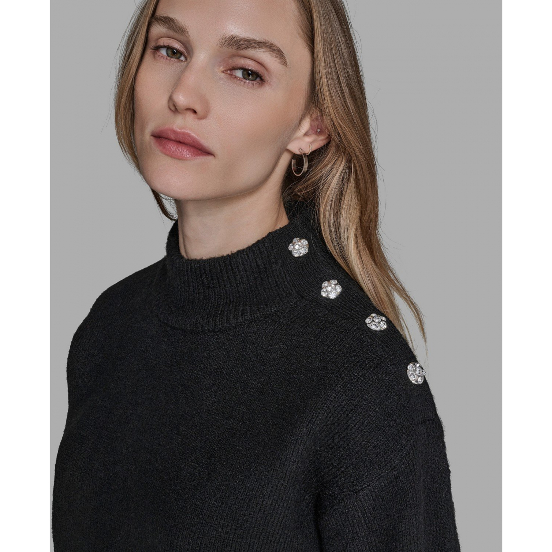 Pull 'Button Shoulder Long Sleeve' pour Femmes