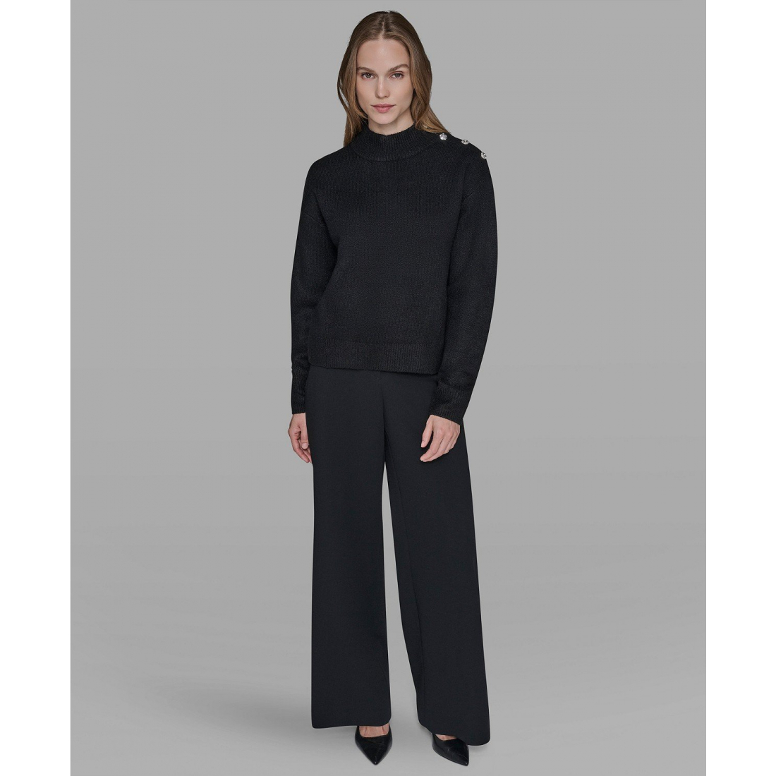 Pull 'Button Shoulder Long Sleeve' pour Femmes