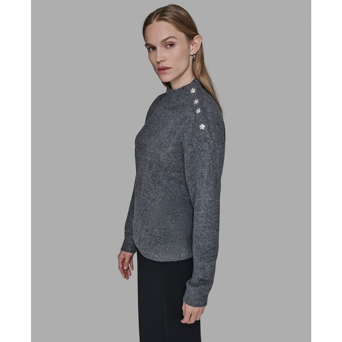 Pull 'Button Shoulder Long Sleeve' pour Femmes