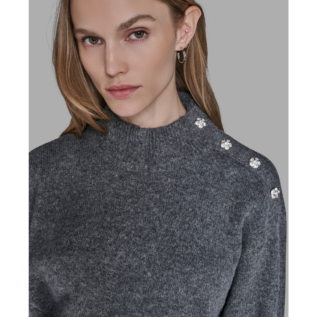 Pull 'Button Shoulder Long Sleeve' pour Femmes