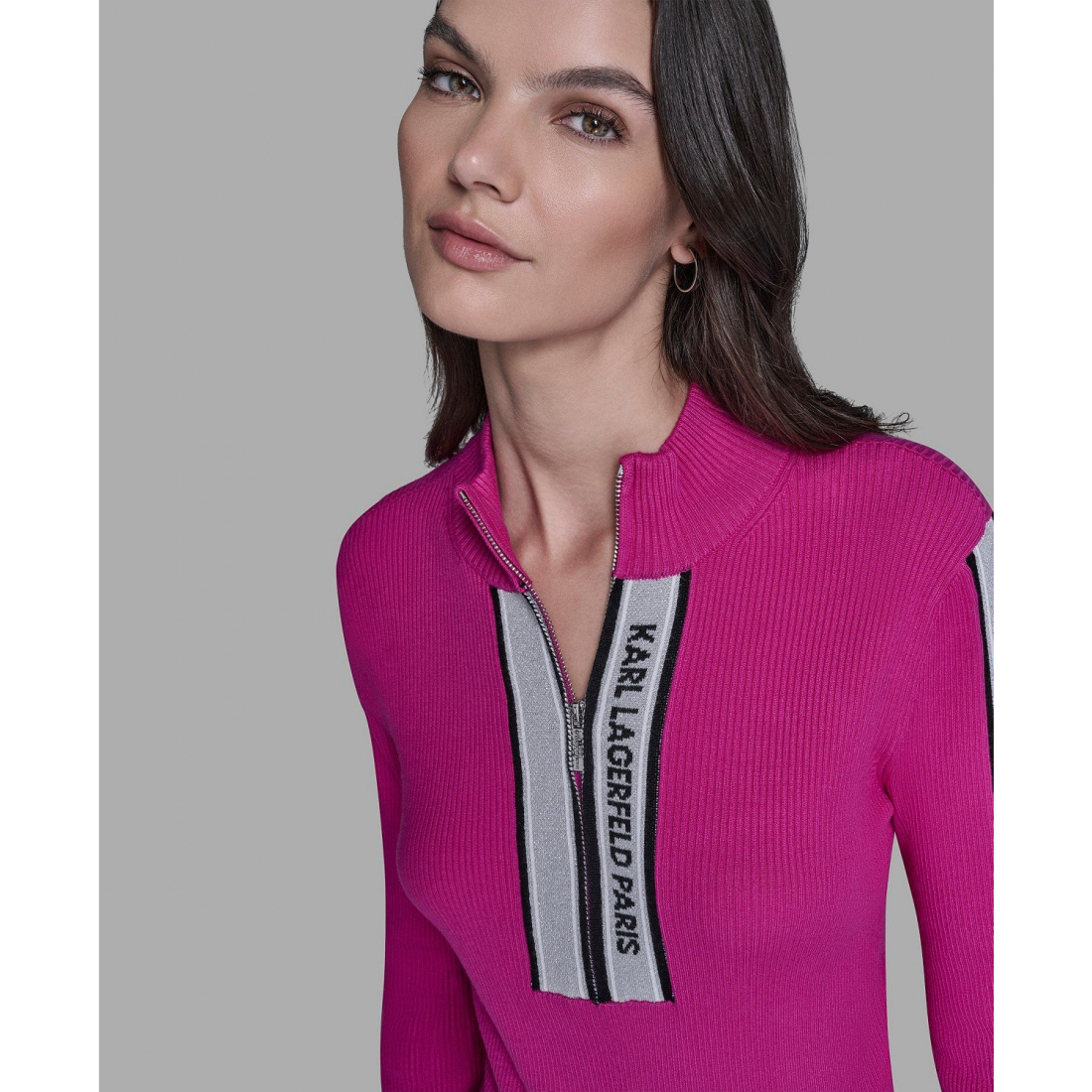 'Logo Tape Zip-Up Sweater' pour Femmes