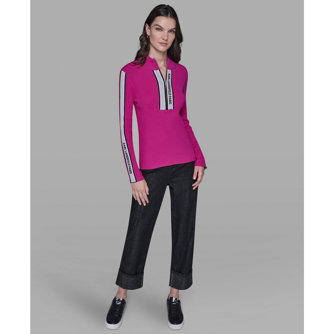 'Logo Tape Zip-Up Sweater' pour Femmes