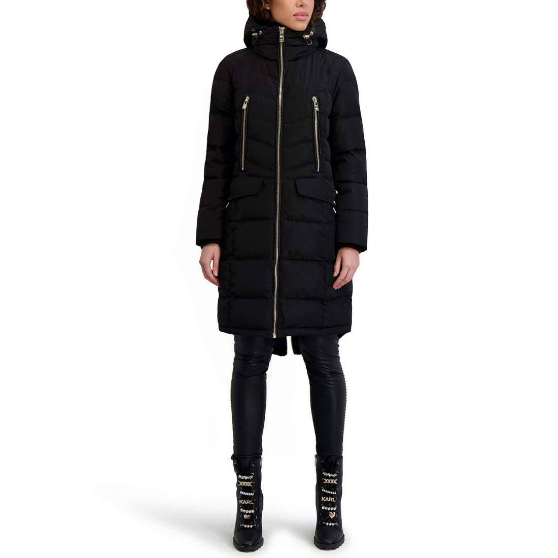 'Hooded Luxe Twill Detail Puffer Coat' pour Femmes