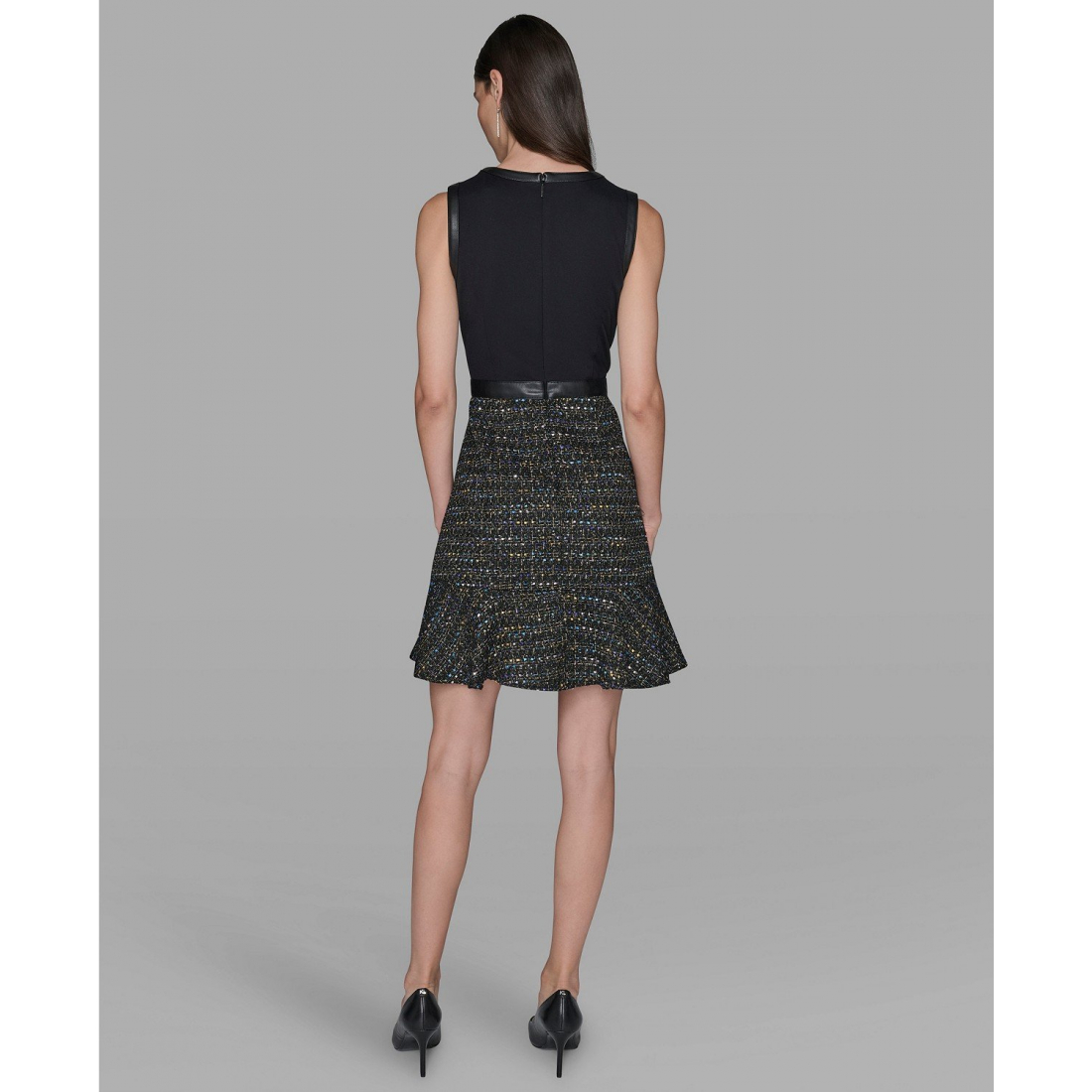 'Metallic Tweed A-Line Dress' pour Femmes
