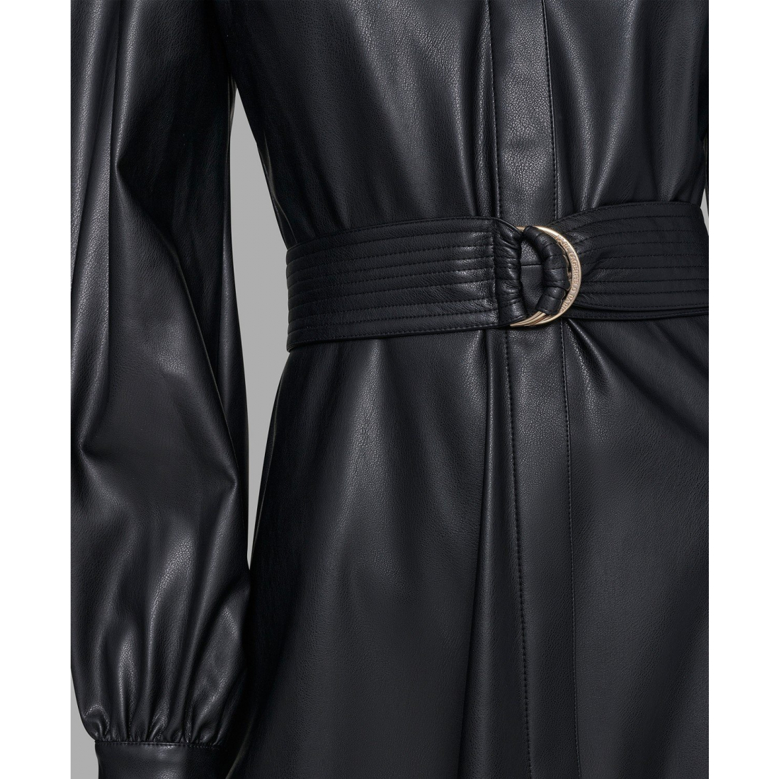 'Faux Leather Belted Shirt Dress' pour Femmes