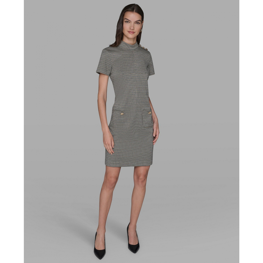 'Houndstooth Pocket Dress' pour Femmes