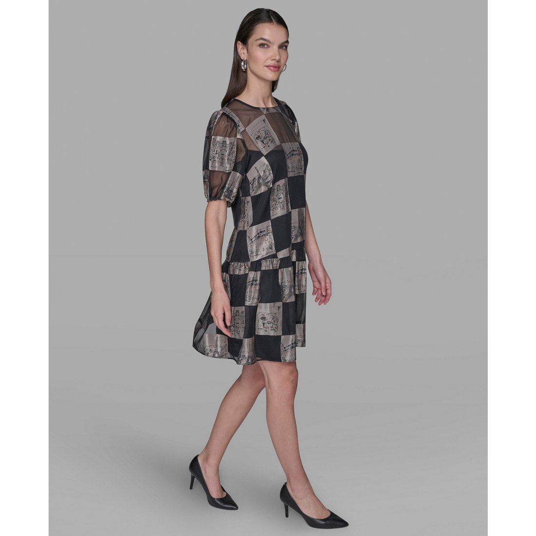 'Graphic Burnout Printed Crew Neck Dress' pour Femmes