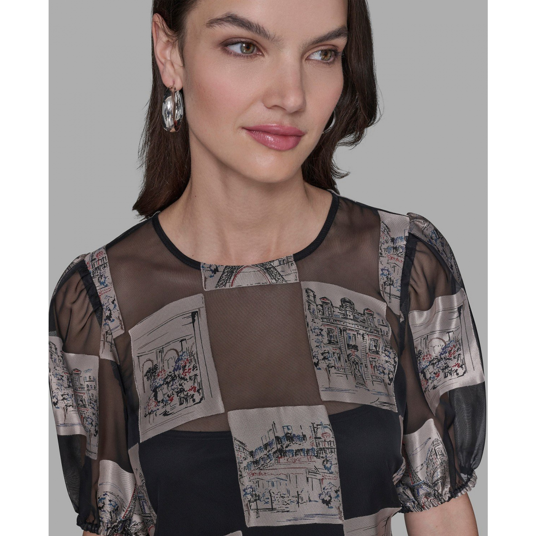 'Graphic Burnout Printed Crew Neck Dress' pour Femmes