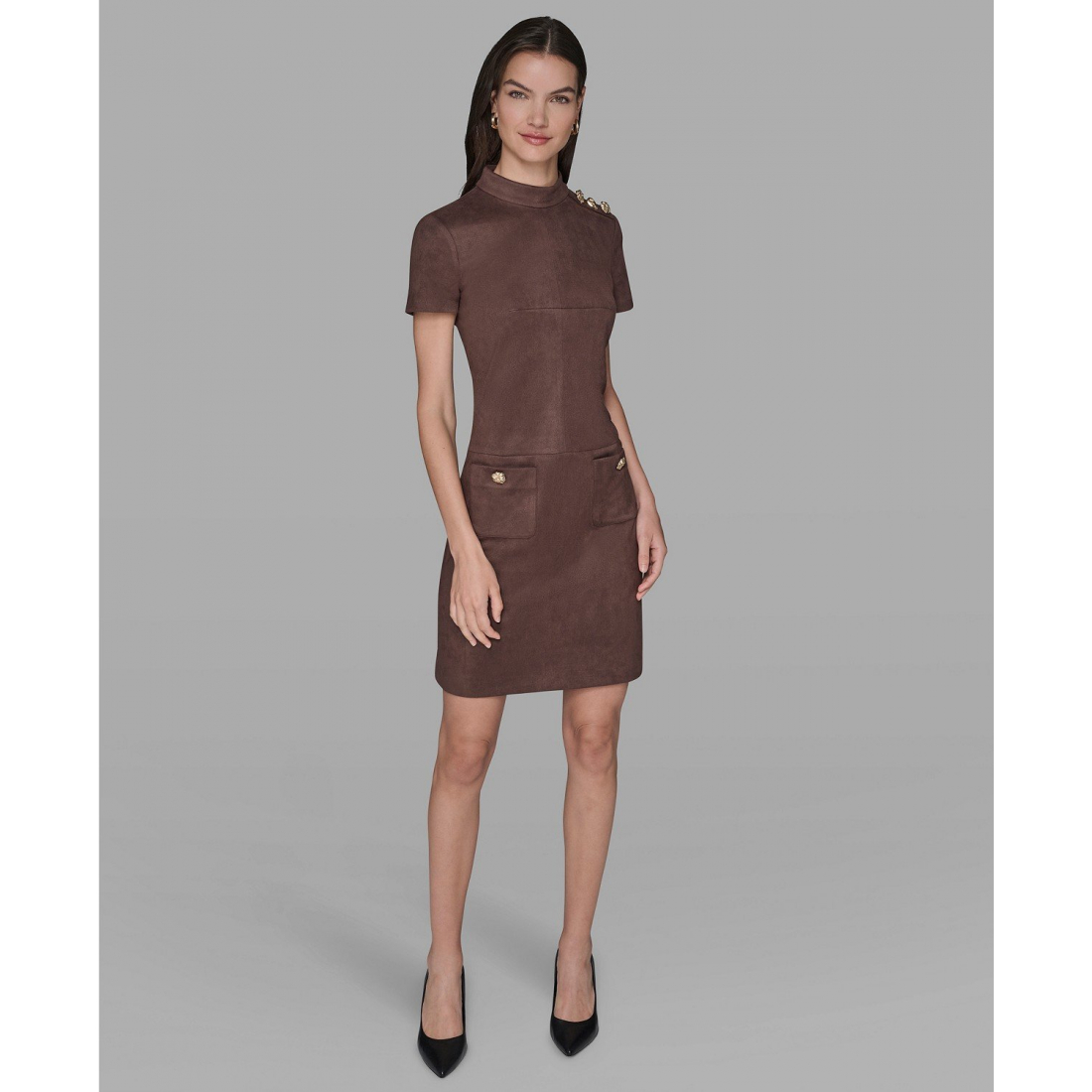 'Mock Neck Pocket Dress' pour Femmes