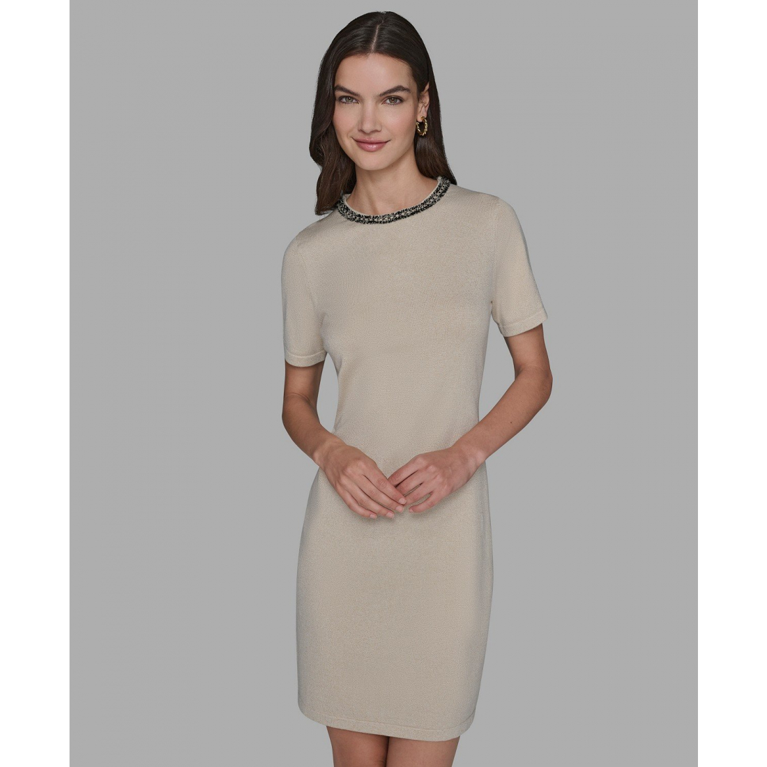 Robe pull 'Rhinestone Embellished Crew Neck' pour Femmes